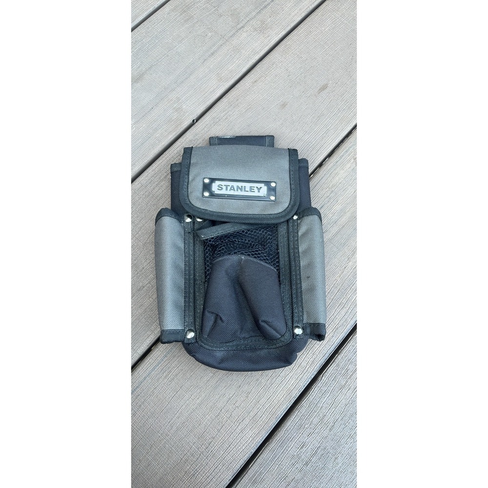 Stanley Tool Pouch Black Grey Nylon Multi Pocket Belt Attachment Organizer‎